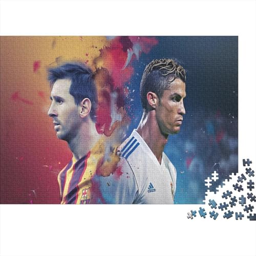 CULPRT Messi and Ronaldo Holzpuzzless 500 Teile Erwachsene Lernspiel Moderne Wohnkultur Family Challenging Games Geburtstagsgeschenk Stress Relief Toy 500pcs (52x38cm) von CULPRT