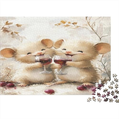 CULPRT Red Wine Mouse Holzpuzzless 1000 Teile Für Erwachsene Wohnkultur Geburtstagsgeschenk Educational Game Family Challenging Games Stress Relief Toy 1000pcs (75x50cm) von CULPRT