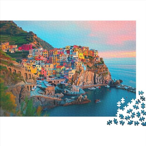 Cinque Terre Holzpuzzles 300 Teile Erwachsene Wohnkultur Geburtstagsgeschenk Geschicklichkeitsspiel Für Die Ganze Familie Lernspiel Stress Relief 300pcs (40x28cm) von CULPRT