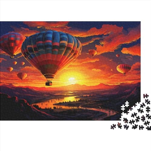 Heißluftballon Holzpuzzles 300 Teile Für Erwachsene Wohnkultur Geburtstagsgeschenk Family Challenging Games Educational Game Stress Relief Toy 300pcs (40x28cm) von CULPRT