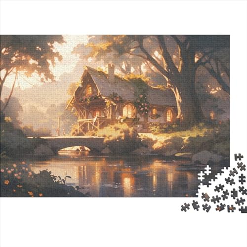 Märchenlandbrücke Holzpuzzles Für Erwachsene 300 Teile Geburtstagsgeschenk Family Challenging Games Home Decor Educational Game Stress Relief 300pcs (40x28cm) von CULPRT