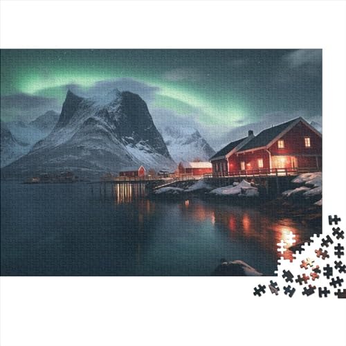 Northern Lights in Norway Holzpuzzles 300 Teile Für Erwachsene Family Challenging Games Lernspiel Moderne Wohnkultur Geburtstagsgeschenk Stress Relief Toy 300pcs (40x28cm) von CULPRT