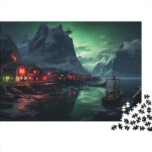 Northern Lights in Norway Holzpuzzles 300 Teile Für Erwachsene Family Challenging Games Moderne Wohnkultur Educational Game Geburtstagsgeschenk Stress Relief 300pcs (40x28cm) von CULPRT