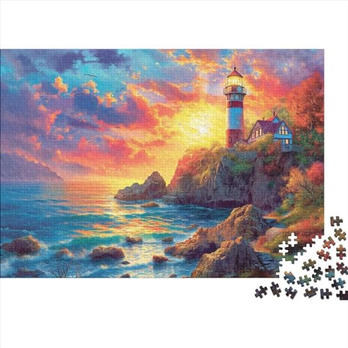 Rocky Cliff Leuchtturm Erwachsene Holzpuzzless 1000 Teile Home Decor Lernspiel Geburtstagsgeschenk Family Challenging Games Stress Relief Toy 1000pcs (75x50cm) von CULPRT