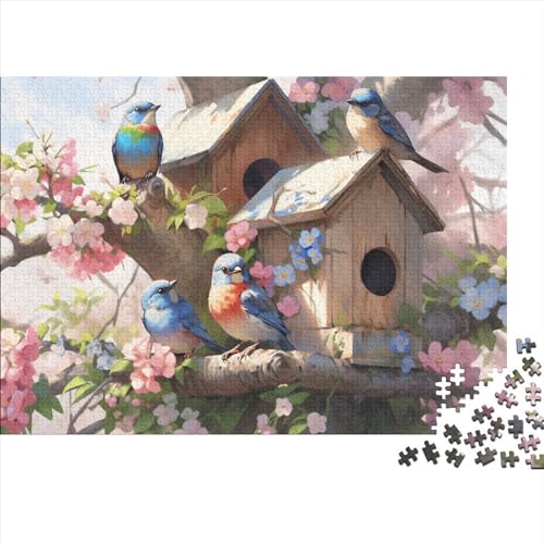 Vögel und Blumen Holzpuzzles 300 Teile Erwachsene Geburtstagsgeschenk Family Challenging Games Moderne Wohnkultur Educational Game Stress Relief Toy 300pcs (40x28cm) von CULPRT