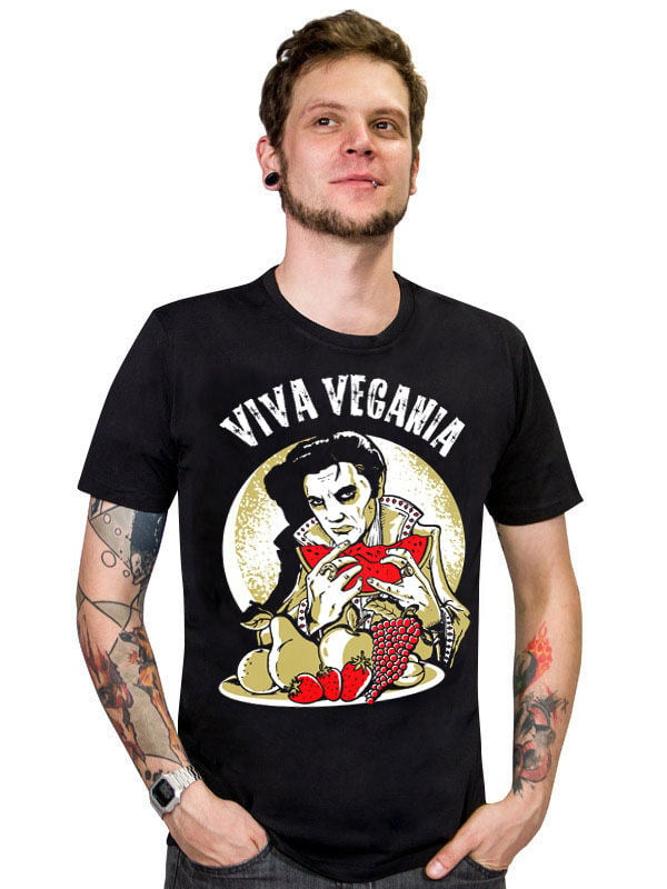 Veganer-Shirt T-Shirt Viva Vegania schwarz-gold-rot von CULTSTYLES GmbH - KF