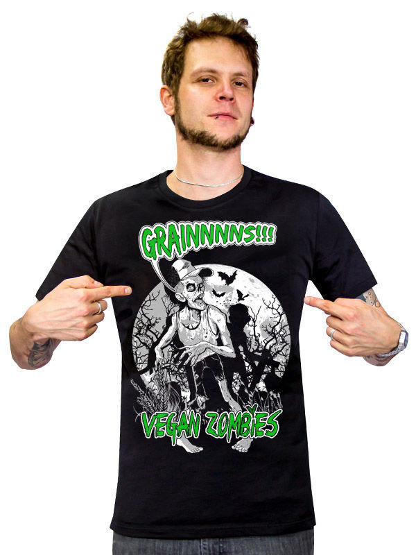 Veganer-Shirt Zombie-T-Shirt Grains schwarz-grün von CULTSTYLES GmbH - KF