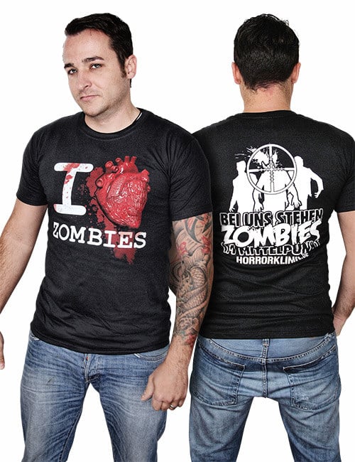 Zombie-T-Shirt Halloween-Shirt I love Zombies schwarz-rot-weiss von CULTSTYLES GmbH - KF