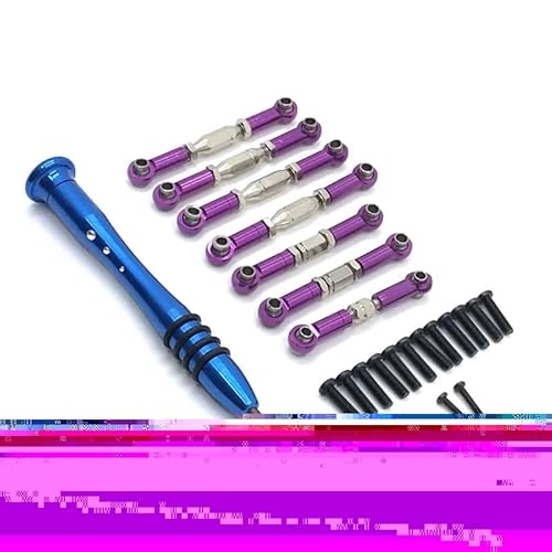 CUMERSU Metallgestänge Servozugstange Spurstangensatz kompatibel mit WLtoys 144002 144001 124016 124017 124018 124019 RC Car Upgrade Parts(Purple) von CUMERSU