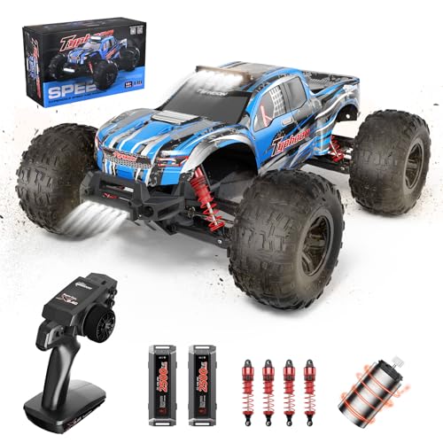 CUPCHID Ferngesteuertes Auto, Maßstab 1:10, 4WD RC-Auto mit LED-Leuchten, 2,4 GHz, 45 km/h, Hochgeschwindigkeits-Rennsport-Spielzeugauto, 2-teiliger wiederaufladbarer Akku, RC-Reichweite 120 m von CUPCHID