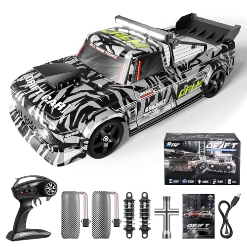 CUPCHID Ferngesteuertes Auto, RC-Drift-Auto, 4WD-RC-Auto im Maßstab 1:12 mit LED-Leuchten, 2,4 GHz, 35 km/h RTR, Hochgeschwindigkeits-Rennsport-Spielzeugauto, 2-teiliger wiederaufladbarer Akku von CUPCHID