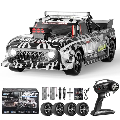 CUPCHID Ferngesteuertes Auto, RC-Drift-Auto, 4WD-RC-Auto im Maßstab 1:12 mit LED-Leuchten, 2,4 GHz, 35 km/h RTR, Hochgeschwindigkeits-Rennsport-Spielzeugauto, 2-teiliger wiederaufladbarer Akku von CUPCHID