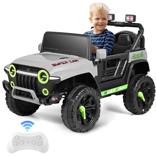 CUPCHID Ferngesteuertes Auto,Kinder Elektroauto,2,4 Ghz Fernbedienung,Elektro Auto für Kinder ab 3 Jahre,Zwei Betriebsarten Fernbedienung und manuell （Grau） von CUPCHID