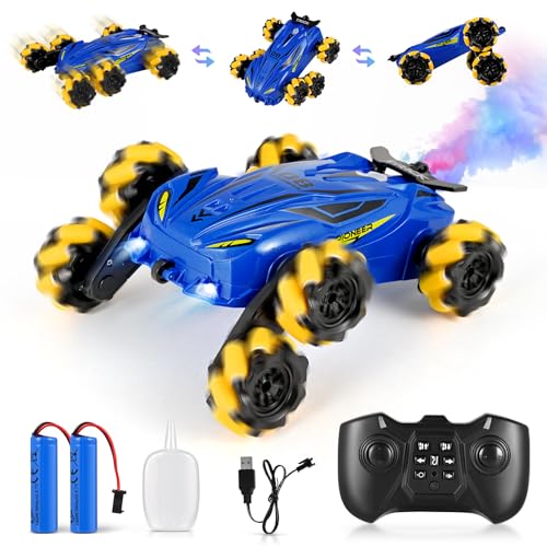 CUPCHID Ferngesteuertes Auto,360° Drehbares RC Auto mit Fernbedienung, RC Drift Car mit Sprühnebel-LED-Leuchten, 2,4 GHz 2 Akku Spielzeug, für Kinder Junge Mädchen von CUPCHID