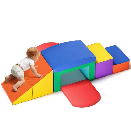 CUPCHID 6-teiliges Kletterspielzeug für Kleinkinder von 1–3 Jahren, Schaumstoff bausteine Kinder,Kletterspielzeug für Kleinkinder aus weichem Schaumstoff,weiche Schaumstoffblöcke (Farbe) von CUPCHID