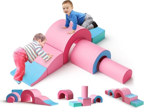 CUPCHID Kletter- und Krabbelspielgeräte, Kletter- und Krabbelschaum-Spielset für Kleinkinder, pädagogische weiche Kletterblöcke, weiche Babyspielgeräte (DM152118) von CUPCHID