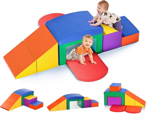 CUPCHID Kletter- und Krabbelspielgeräte, Kletter- und Krabbelschaum-Spielset für Kleinkinder, pädagogische weiche Kletterblöcke, weiche Babyspielgeräte (DM152122) von CUPCHID