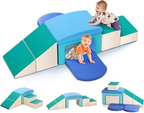 CUPCHID Kletter- und Krabbelspielgeräte, Kletter- und Krabbelschaum-Spielset für Kleinkinder, pädagogische weiche Kletterblöcke, weiche Babyspielgeräte (DM152123) von CUPCHID