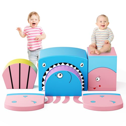 CUPCHID Kletter- und Krabbelspielgeräte, Kletter- und Krabbelschaum-Spielset für Kleinkinder, pädagogische weiche Kletterblöcke, weiche Babyspielgeräte (DM152126) von CUPCHID