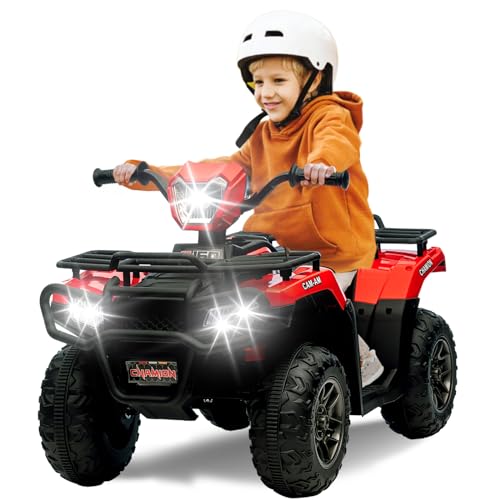 Elektro-Quad,12V Kinderquad mit USB-Anschluss, Kindermotorrad mit MP3-Musikplayer,Kinderfahrzeug für Kinder 3-6 Jahre, 2.5-3.5 km/h,More Secure (rot) von CUPCHID