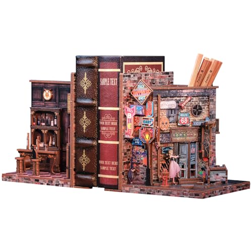 CUTEBEE Book Nook Kit - DIY Buchstützen,Miniatur Buchstütze,Bücherregal Dekoration Diorama Modellbausatz Erwachsene zu Bauen 2 PCS (Farewell to The Night) von CUTEBEE