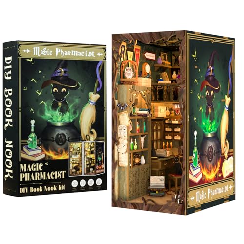 CUTEBEE DIY Book Nook Kit–Puppenhaus Miniatur Haus Kit mit Möbeln und LED-Licht, Booknook Bausätze für Erwachsene zum Bauen(Magic Pharmacist) von CUTEBEE