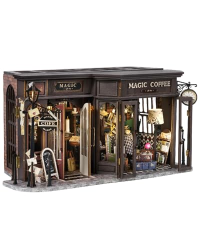 CUTEBEE DIY Miniature House,Puppenhaus Miniatur Haus Selber Bauen Kit Plus Staubschutzhülle,Modellbausätze für Erwachsene zu Bauen Kreativzimmer für Valentinstag Geschenkidee(Retro Coffee Shop) von CUTEBEE