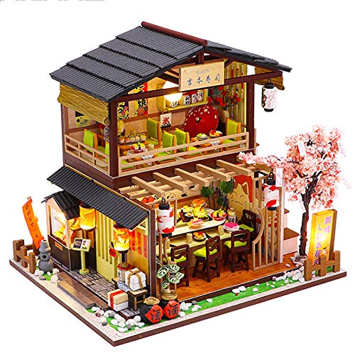 CUTEBEE Puppenhaus Miniatur mit Möbeln, Idee DIY hölzernes Puppenhaus-Kit sowie staubdicht und Musik-Bewegung, Maßstab 1:24 Kreativraum von CUTEBEE