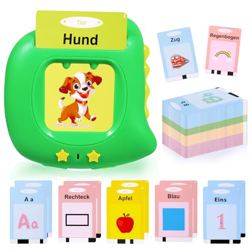 CUTEEEE Sprechende Lernkarten Deutsch Lernspielzeug 384 Wörtern Sprechende Flash Karten Deutsch Lernspiele Montessori Spielzeug für Baby Kinder ab 1 2 3 4 5 Jahre mit Zahlen Farben Tier Wörter Lernen von CUTEEEE