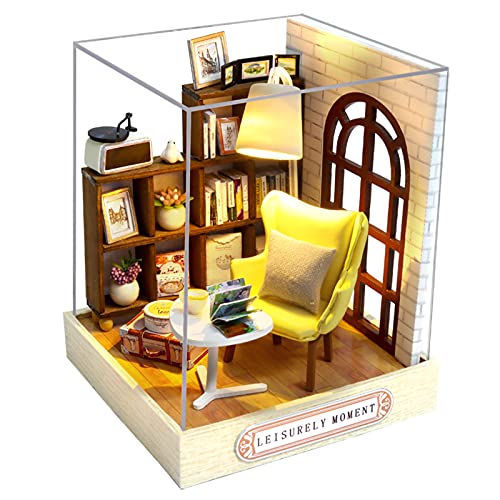 CUTEROOM DIY Miniatur Haus Puppenhaus Kit Puppenhaus Miniatur mit Möbeln  und LED-Licht Miniatur Haus Modell bausatz für Mädchen und Jungen Kinder  (Happy House): : Spielzeug