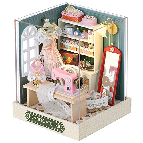 CUTEROOM DIY Miniatur Puppenhaus Kits, DIY Haus Kit mit Staubschutz, 3D Holz Puppenhaus Kits zum Bauen für Teenager Erwachsene Geburtstagsgeschenk (Beatific Atelier) von CUTEROOM