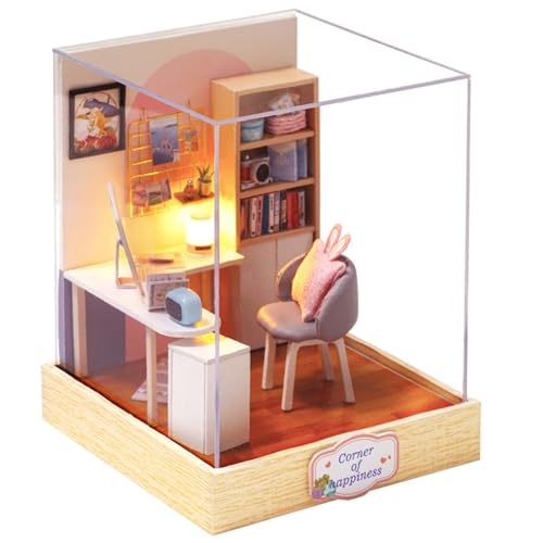 Cute Room 3D-Puzzle DIY Holz Miniaturhaus Modellbausatz Puppenhaus Mini Arbeitsecke von CUTEROOM