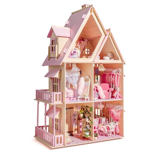 Dollhouse Spielzeug Set, DIY Miniatur Haus Puppenhaus Puppenhaus mit Möbeln und diversen Zubehör-Teilen, Spielzeug für Kinder ab 8 Jahren, Geschenk für Mädchen Jungen und Kinder von CUTEROOM