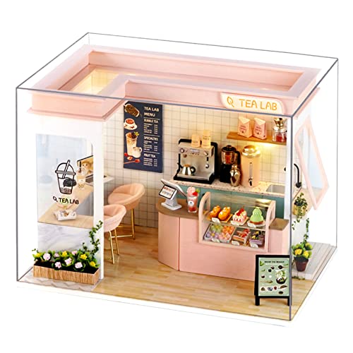 Miniatur Puppenhaus Kit, CUTEROOM Mini Kuchenladen Modellbausätze mit LED-Lichtern und staubdichter Abdeckung, DIY Puppenhaus Kit Handwerk Geburtstagsgeschenke für Frauen Mädchen (Sonnenschein Miniatur Puppenhaus Kit, CUTEROOM Mini Kuchenladen Modellbausätze mit LED-Lichtern und staubdichter Abdeckung, DIY Puppenhaus Kit Handwerk Geburtstagsgeschenke für Frauen Mädchen (Sonnenschein von CUTEROOM
