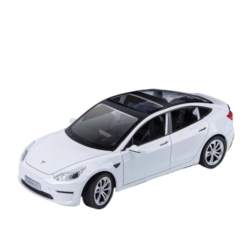 CUTSUGOK maßstabsgetreues Auto 1:24 für Tesla Modell 3 Hohe Simulation Diecast Metall Modell Auto Sound Licht Zurückziehen Auto Modell Modellfahrzeug zum Sammeln(C) von CUTSUGOK