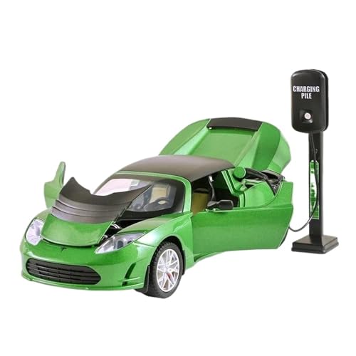 CUTSUGOK maßstabsgetreues Auto 1:24 für Tesla Space Sports Car Simulation Diecast Metall Modell Auto Sound Licht Zurückziehen Auto Modell Modellfahrzeug zum Sammeln(A) von CUTSUGOK