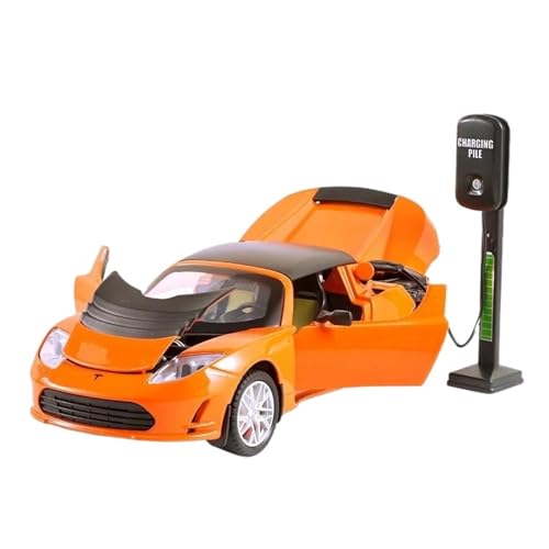 CUTSUGOK maßstabsgetreues Auto 1:24 für Tesla Space Sports Car Simulation Diecast Metall Modell Auto Sound Licht Zurückziehen Auto Modell Modellfahrzeug zum Sammeln(B) von CUTSUGOK