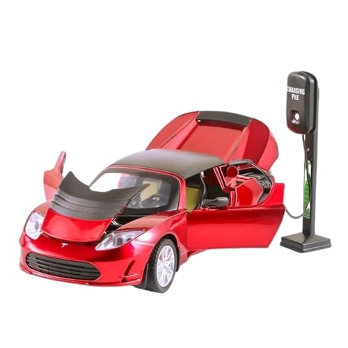 CUTSUGOK maßstabsgetreues Auto 1:24 für Tesla Space Sports Car Simulation Diecast Metall Modell Auto Sound Licht Zurückziehen Auto Modell Modellfahrzeug zum Sammeln(C) von CUTSUGOK