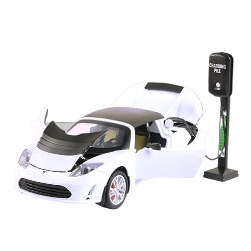 CUTSUGOK maßstabsgetreues Auto 1:24 für Tesla Space Sports Car Simulation Diecast Metall Modell Auto Sound Licht Zurückziehen Auto Modell Modellfahrzeug zum Sammeln(D) von CUTSUGOK