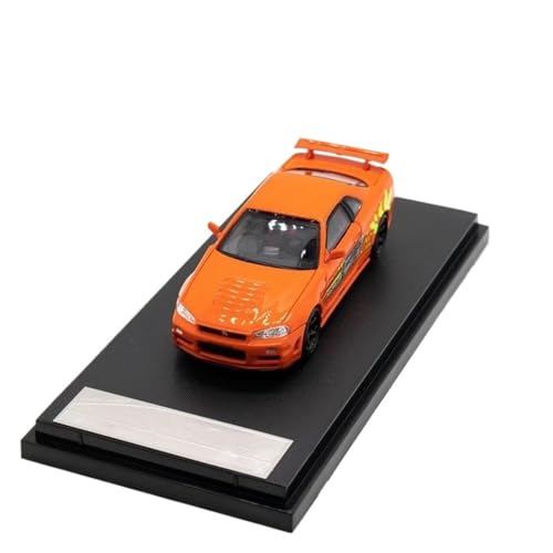 CUTSUGOK maßstabsgetreues Auto 1:64 for Fast & Furious Skyline GTR (BNR34) Druckguss-Modellauto, Ornament, Automodell, fertiges Automodell Modellfahrzeug zum Sammeln von CUTSUGOK