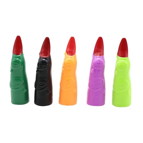 CUTeFiorino Baby-Fitnessstudio Aus Holz 5 Stück Hexenfinger aus Kunststoff, Bunte Fingerzeiger zum Lesen für Kinder, Halloween-Hexenfinger als -Kostümzubehör, 5 Farben (zufällige (Black, One Size) von CUTeFiorino