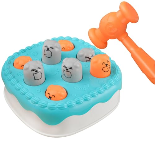 CUTeFiorino Compatible with Motorikschleifen Whack Mole-Spielspielzeug für, interaktives Wack Mole-Spielzeug in Kuchenform, für, Schlagspielzeug für die der Hand-Augen-Koordination (Blue, One Size) von CUTeFiorino