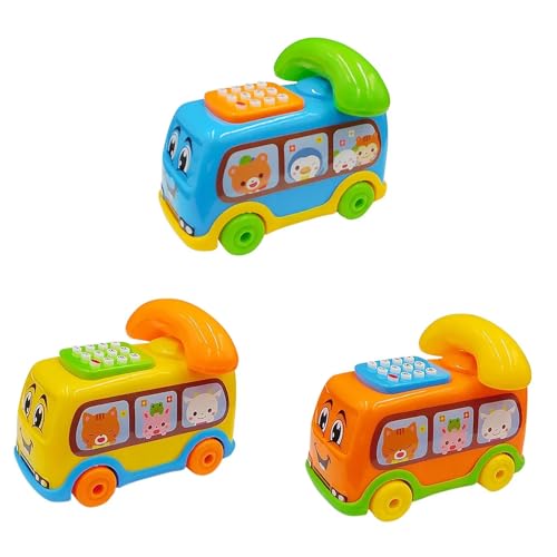 CUTeFiorino Compatible with Motorikspielzeug Baby Spielzeug Musik Bus Telefon pädagogische Kinder Spielzeug Geschenk Compatible with Motorikspielzeug (Orange, One Size) von CUTeFiorino