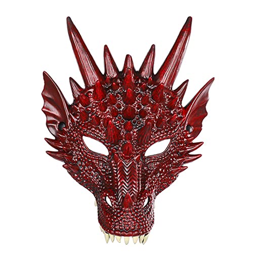 CUTeFiorino Drachen Halloween Cosplay Kopfschmuck Cosplay Drachenkopf für Festival Party Halloween 3 Beleuchtungsmodi (Red, One Size) von CUTeFiorino