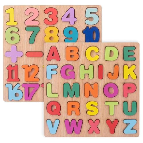 CUTeFiorino Kleinkindspielzeug Auto Baby Kleinkind Puzzle Alphabet Buchstaben Anzahl Holz Lernen Vorschule Spielzeug Kinder Geschenke Kleinkindspielzeug Für Mädchen (Khaki, One Size) von CUTeFiorino