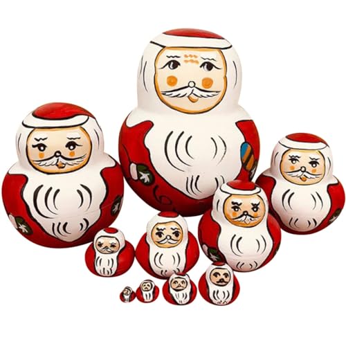 CUTeFiorino Kunst Und Handwerk Doppelte Nesting Dolls Entenmuster 10er Set Handgemachtes Matrjoschka Stapelset für Kinder und Erwachsene Kunsthandwerk Für Erwachsene Räumung (Red, One Size) von CUTeFiorino