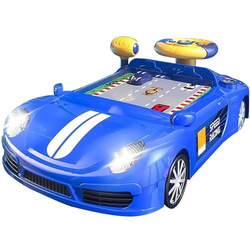 CUTeFiorino Lernuhren Musical Steering Wheel Toys for Boys 4 6 Toddler Driving Car Game with Sound Age 3+ Year Old Interactive Educational Learning Race Car Toy for Boys and Girls (Blue, One Size) von CUTeFiorino