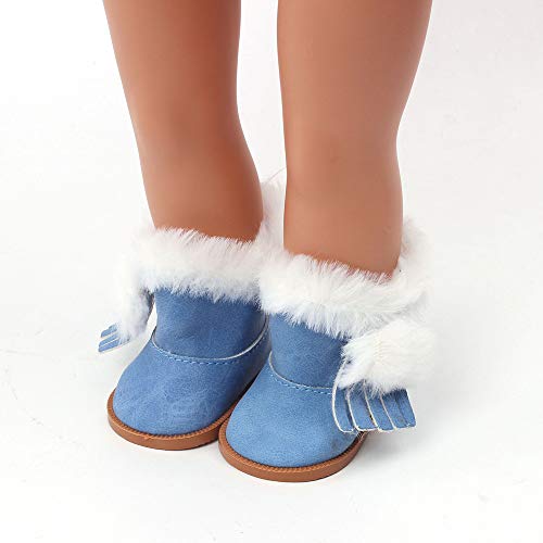 CUTeFiorino Lernuhren Schuhe Zubehör 18-Zoll-Winter-Puppe Glitzer-Bildung für Mädchen Kleinkindspielzeug Auto (Blue, One Size) von CUTeFiorino