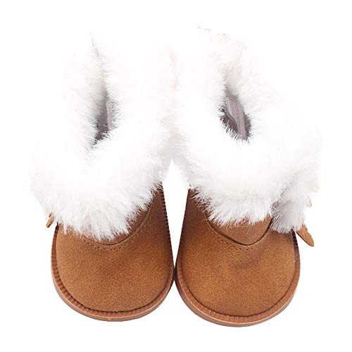 CUTeFiorino Lernuhren Schuhe Zubehör 18-Zoll-Winter-Puppe Glitzer-Bildung für Mädchen Kleinkindspielzeug Auto (Brown, One Size) von CUTeFiorino