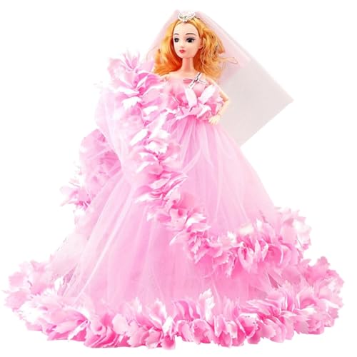 CUTeFiorino Puppenhaus Beleuchtung Sweet Days Doll with Blonde Hair and Satin Gown Dress Birthday Gift Set Doll DIY Toys with Full Set Clothes Shoes Wig Makeup Best Gitfs for Girls (Pink, One Size) von CUTeFiorino